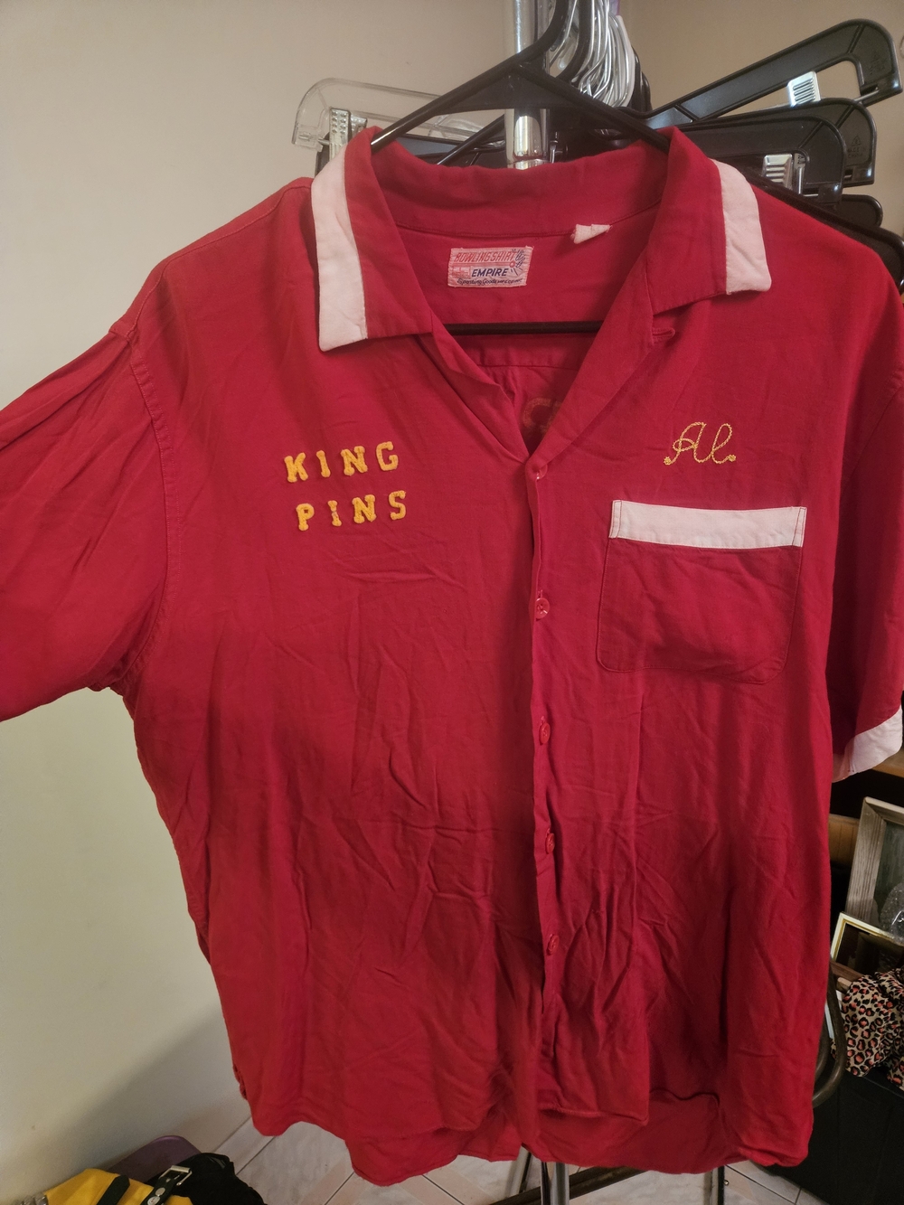 Vintage True 1950s Mens Red Bowling Shirt